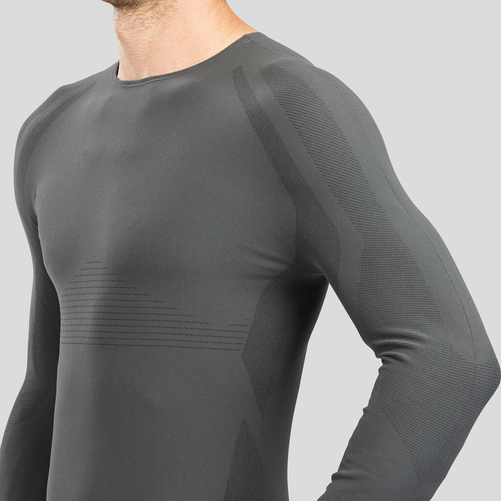 Men's ski thermal base layer  BL 980 seamless ultra-breathable top GREY