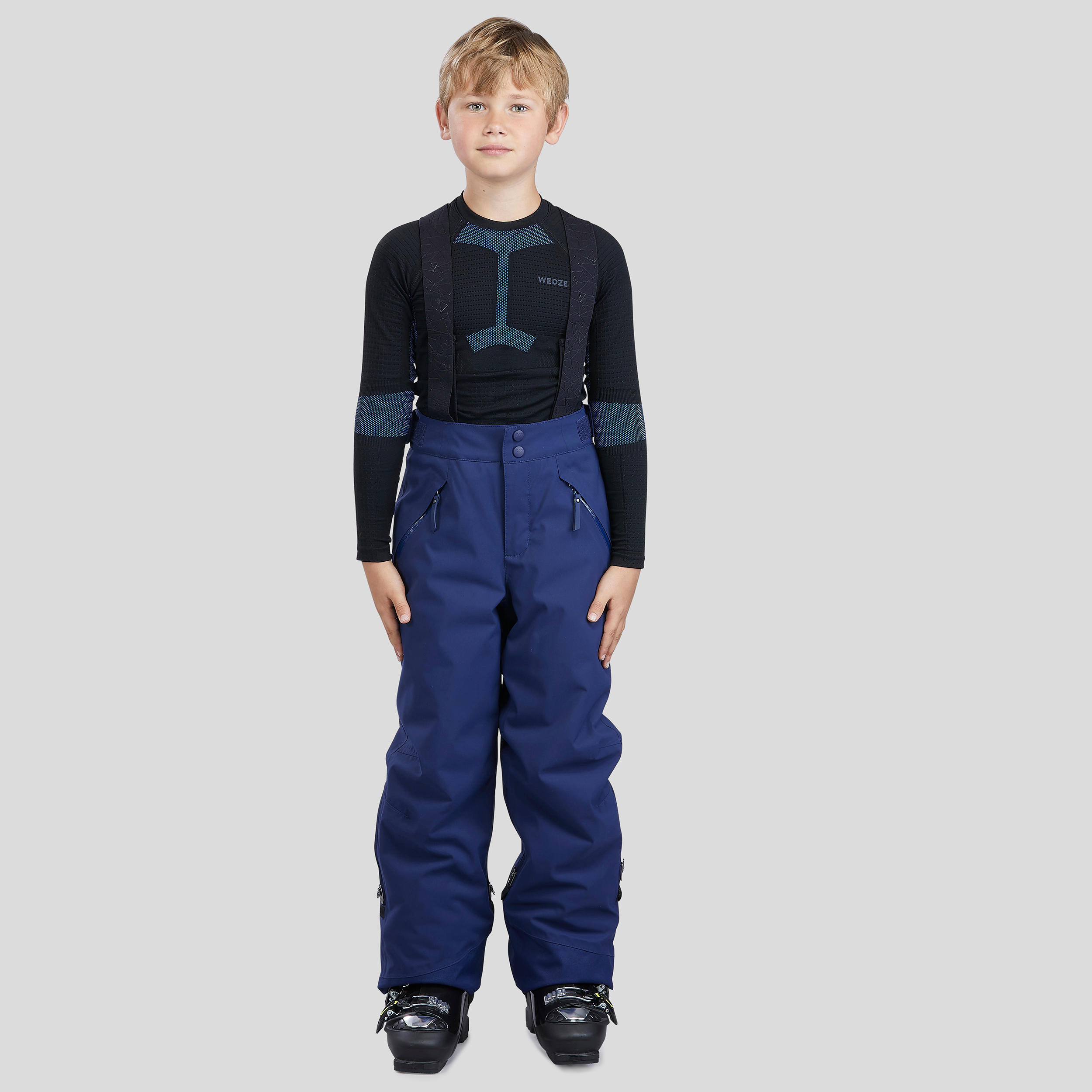 PANTALON DE SKI ENFANT CHAUD ET IMPERMEABLE PNF 900 BLEU MARINE 4/13