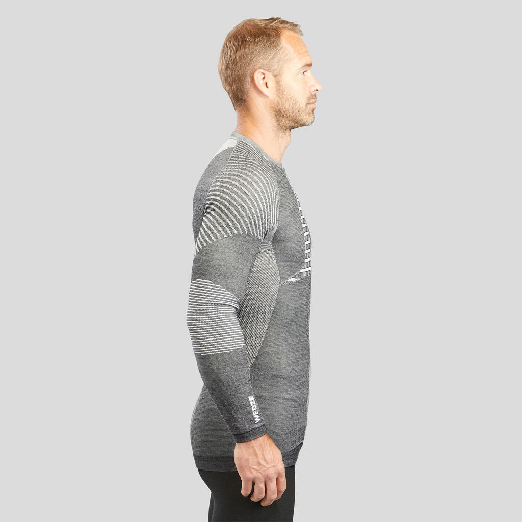 Men’s thermal ski base layer top - BL 900 seamless wool - Grey