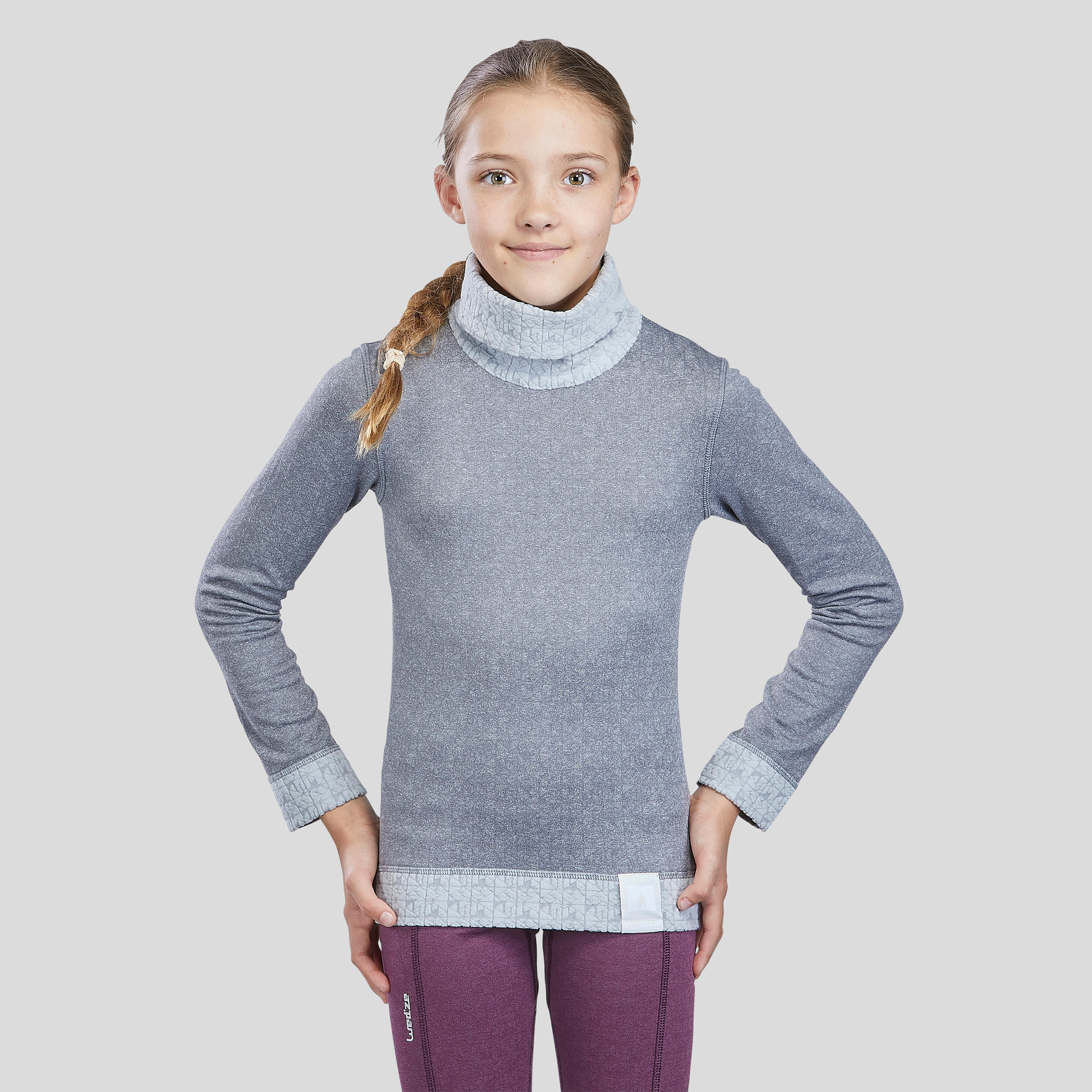 Kids' Base Layer Ski Top - Grey 5/7