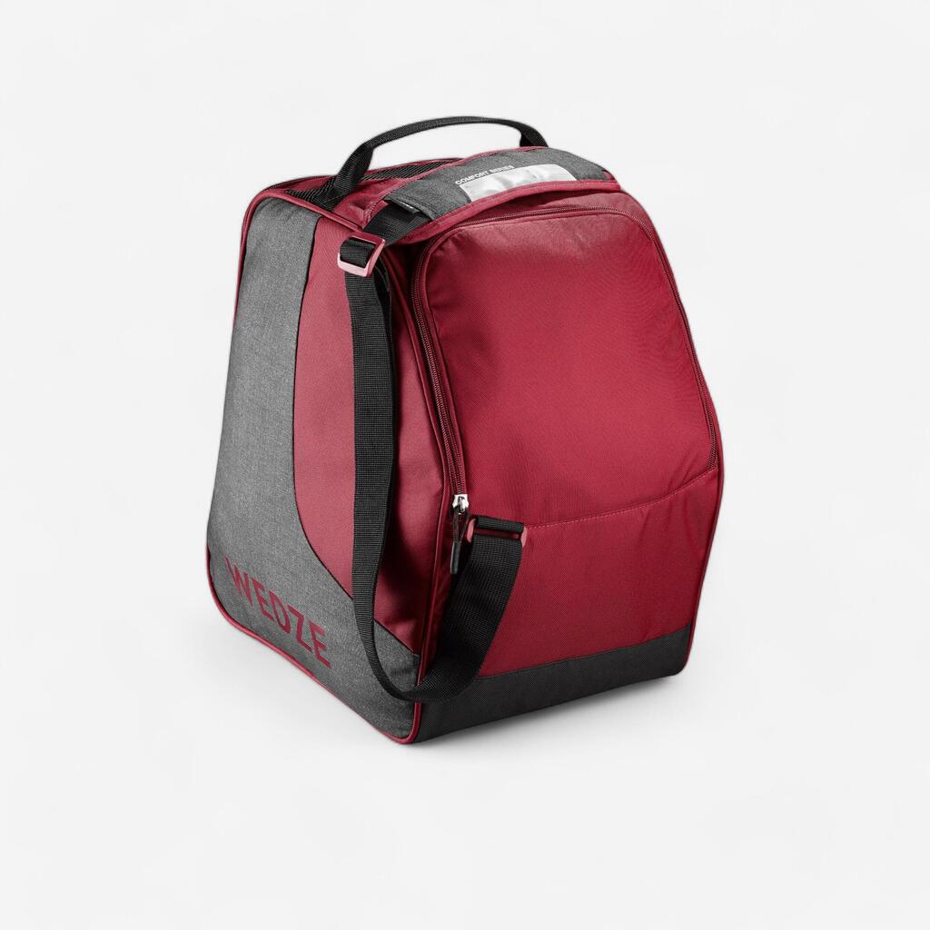 Ski boot bag - 500 - grey and burgundy