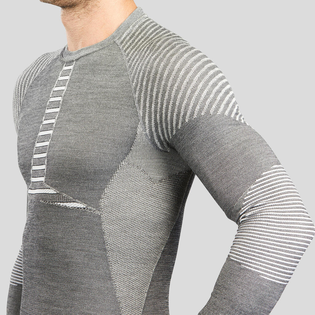 Men’s thermal ski base layer top - BL 900 seamless wool - Grey