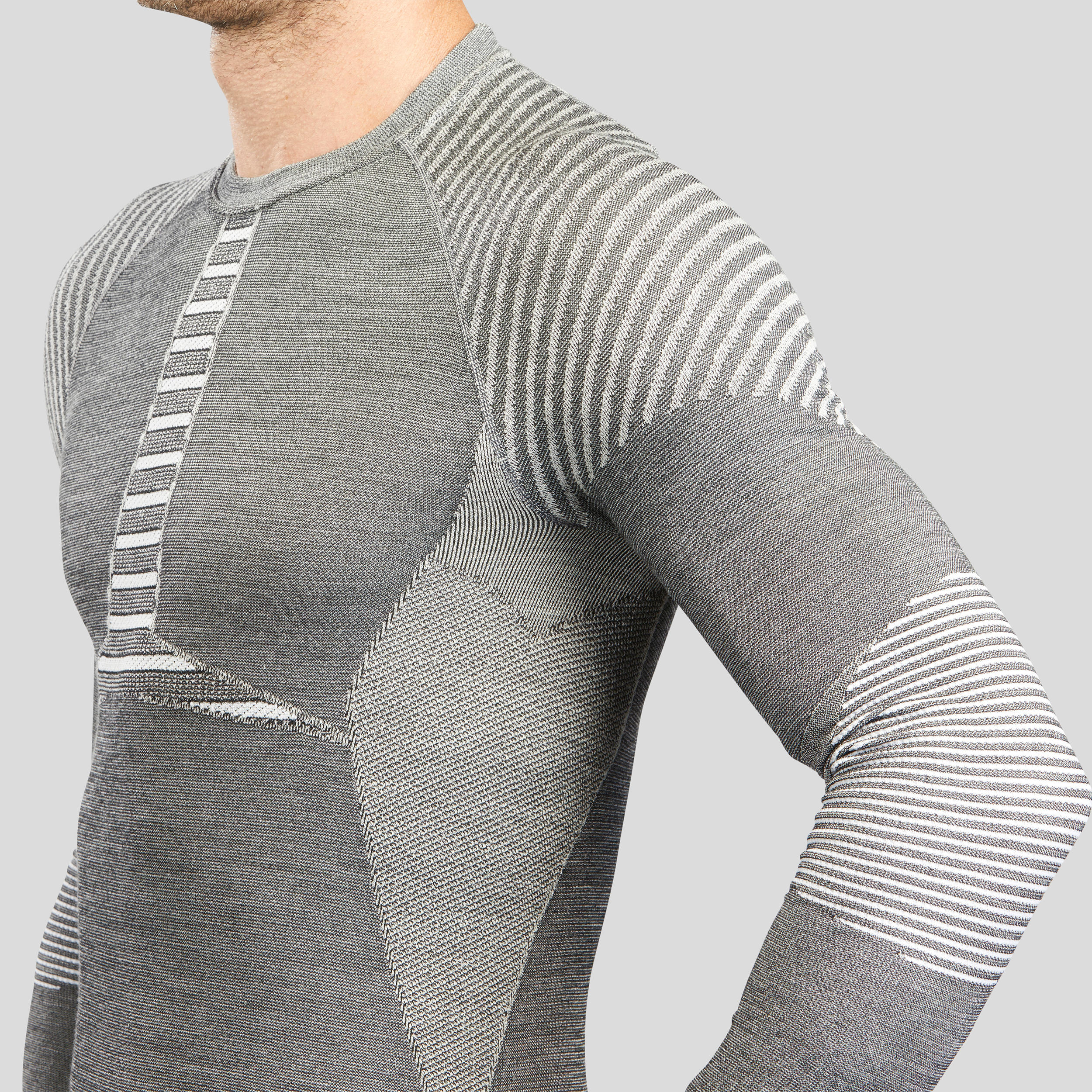 Men’s Merino Wool Base Layer Top - BL 980 Grey - WEDZE