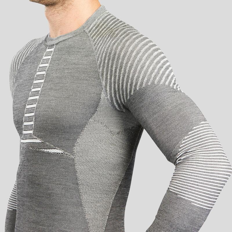 Skiunterwäsche Funktionsshirt Herren Merinowolle Seamless - BL 980 grau 