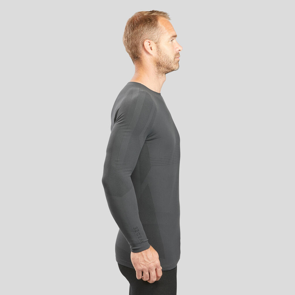 Men's ski thermal base layer  BL 980 seamless ultra-breathable top GREY