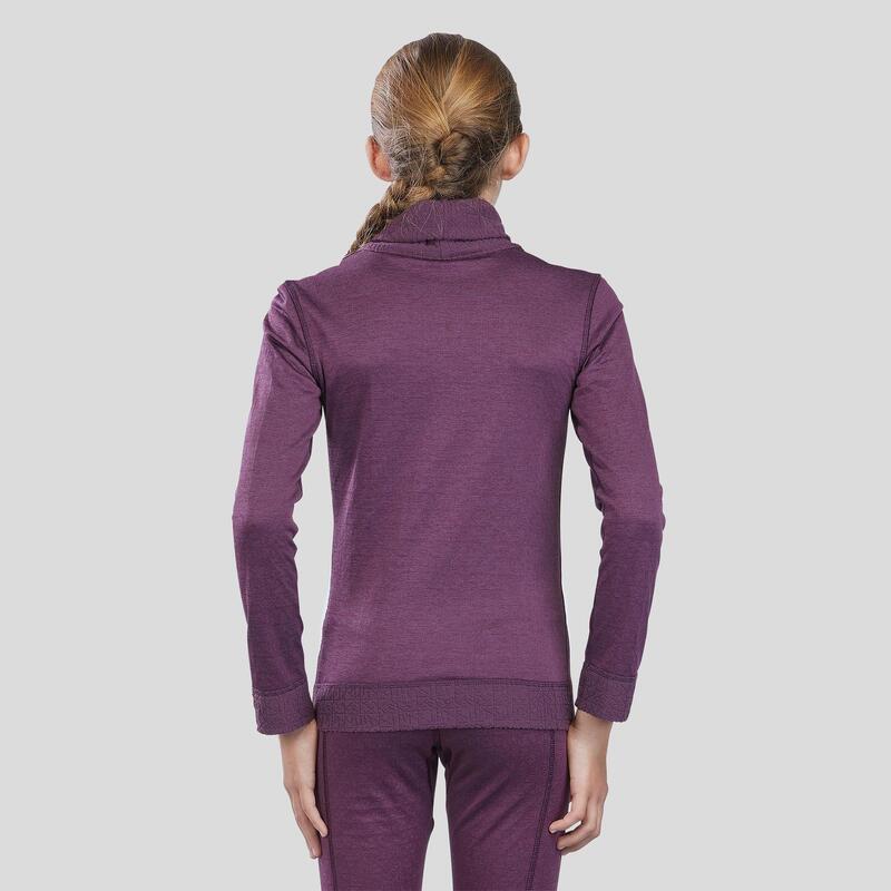 Camiseta Térmica de Esquí y Nieve Interior Niños Wedze 2Warm Reversible Violeta