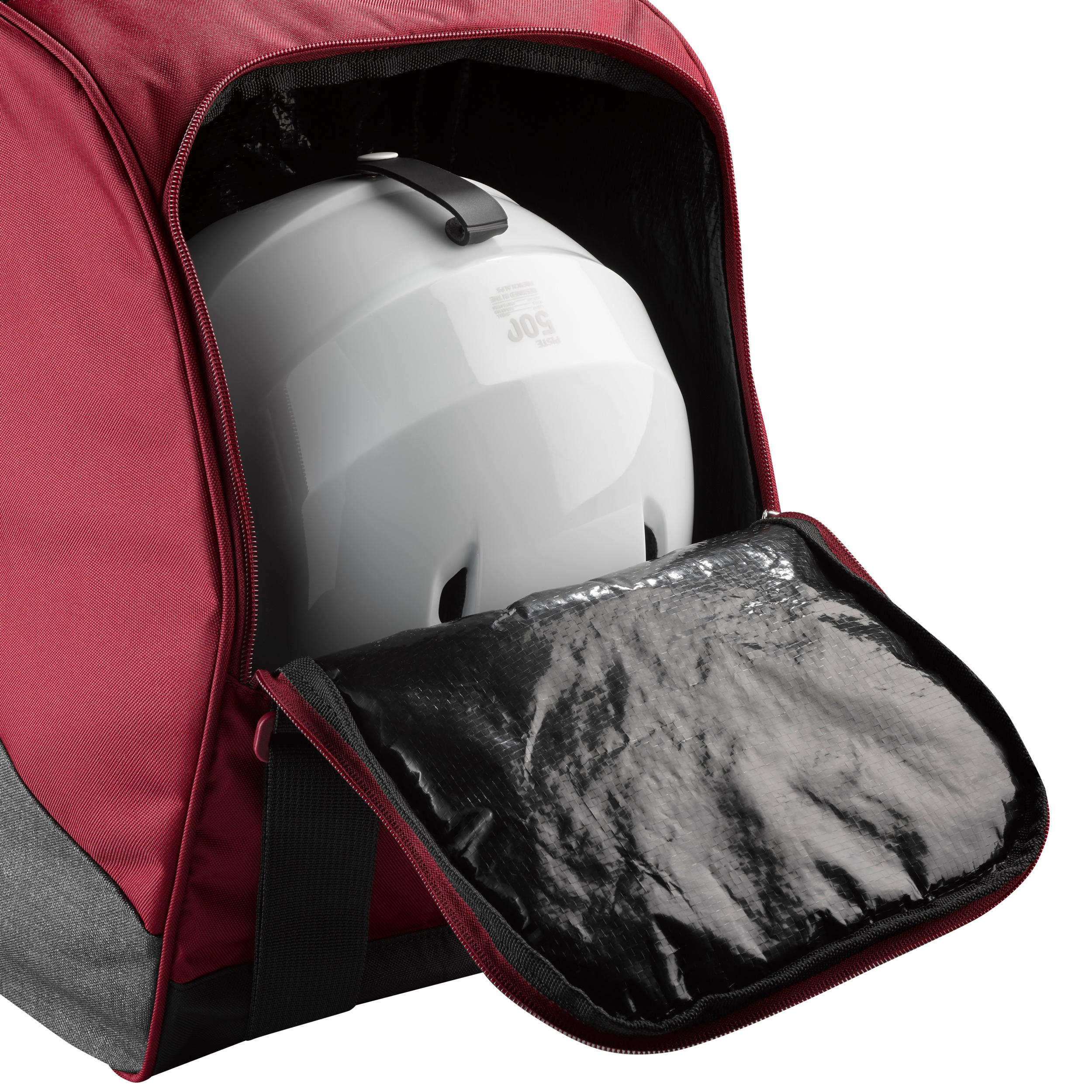 SKI BOOT BAG - 500 - GREY AND BURGUNDY 5/8