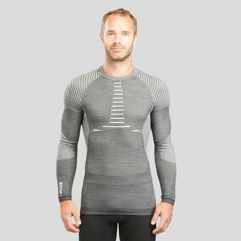 Men's Ski Seamless Base Layer Top BL 980 Wool Grey Decathlon