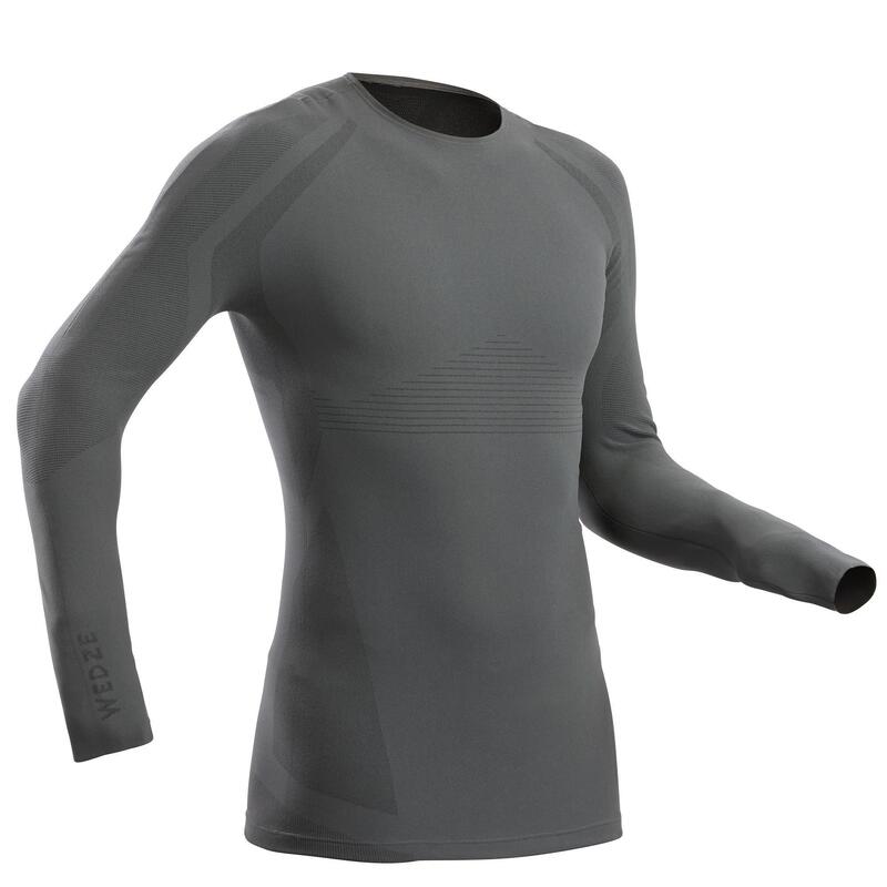 Ultra-ademend thermoshirt voor skiën heren BL 980 naadloos grijs
