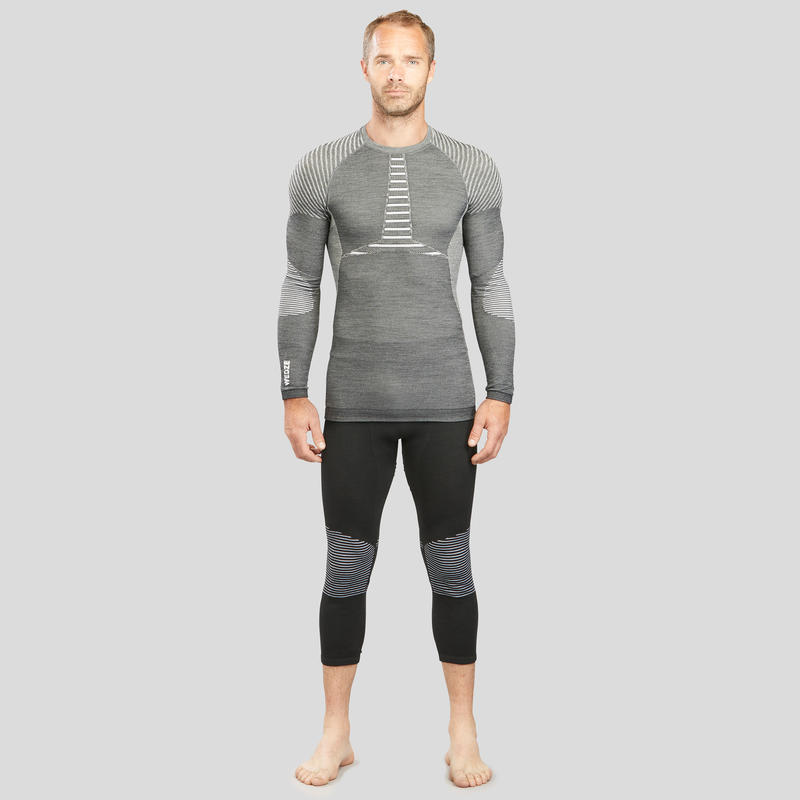 Men's skiing Base Layer Wool Top 900 Grey Decathlon