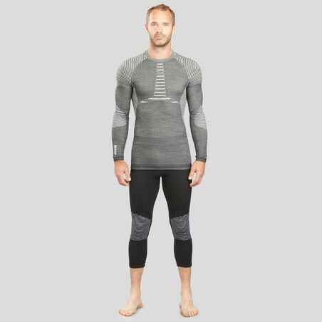 Men's thermal ski base layer top - BL 980 seamless Merino wool - Grey 