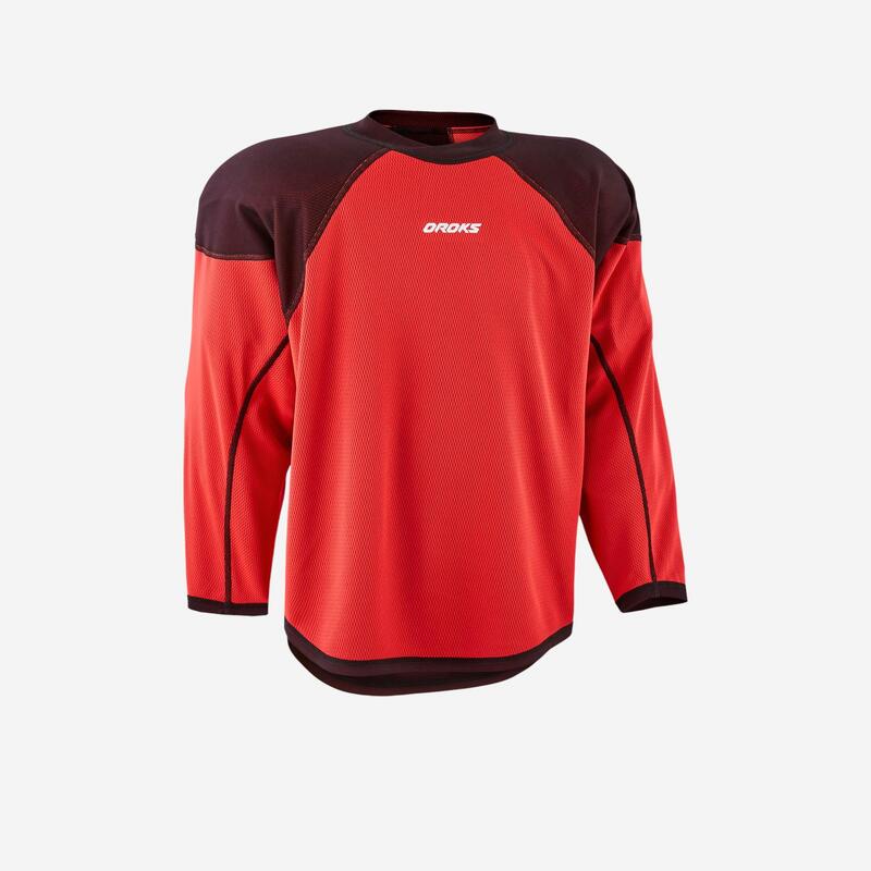 MAILLOT ENTRAINEMENT HOCKEY IH 500 JR Noir/Rouge