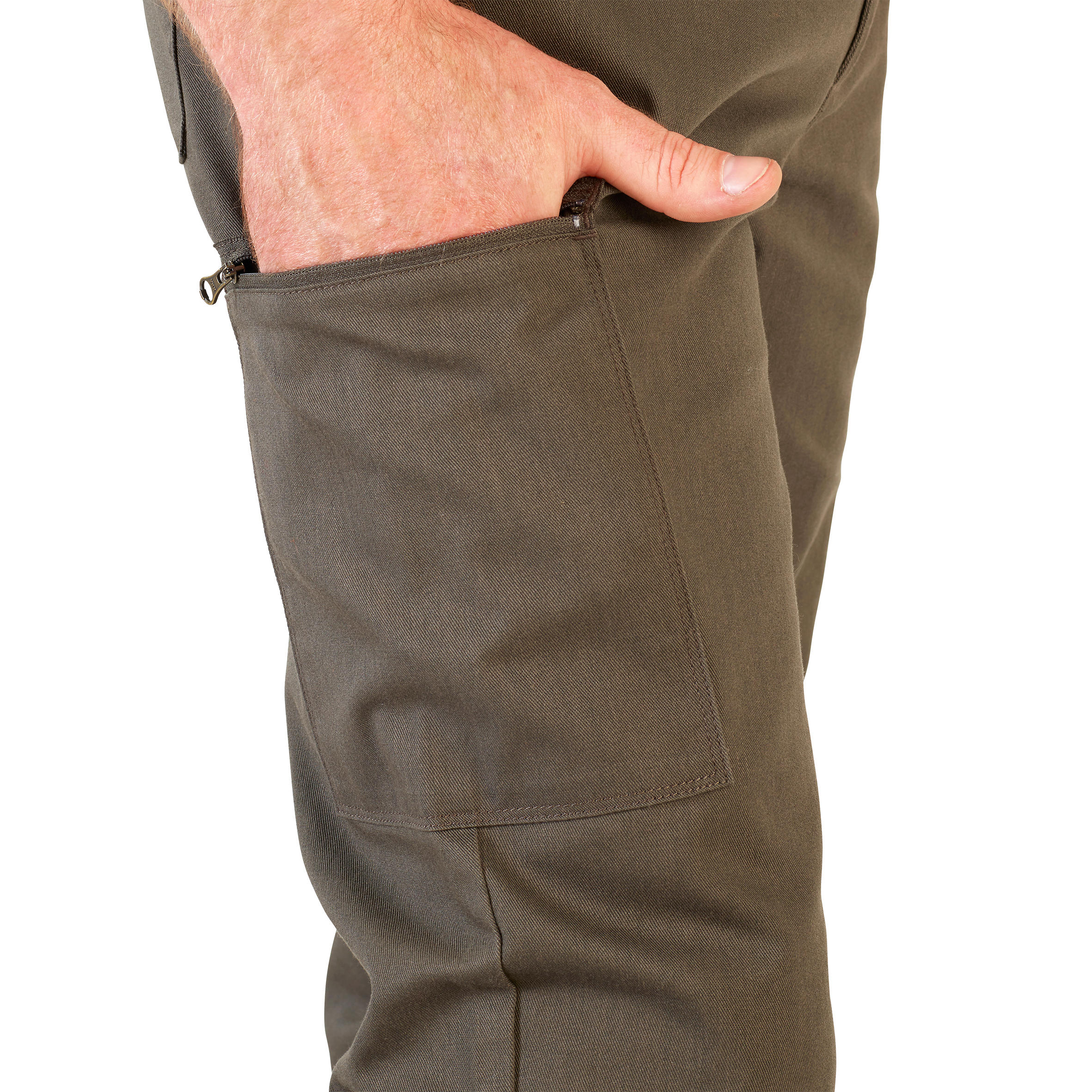 Pantalón De Caza Hombre Solognac 500 Worker Marrón Cálido Algodón  Resistente