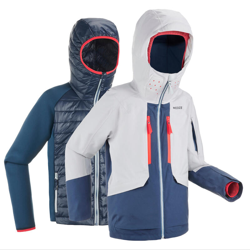 VESTE DE SKI TRÈS IMPERMÉABLE 3 EN 1 GARCON FR 900 - BLEU MARINE