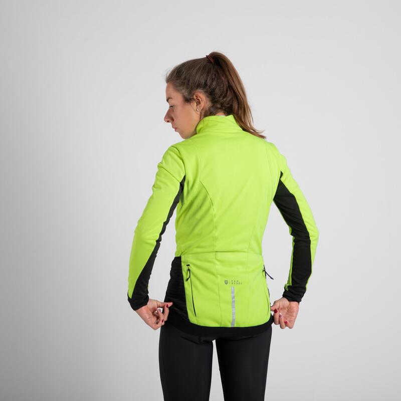 CHAQUETA DE CICLISMO INVIERNO MUJER VAN RYSEL AMARILLO