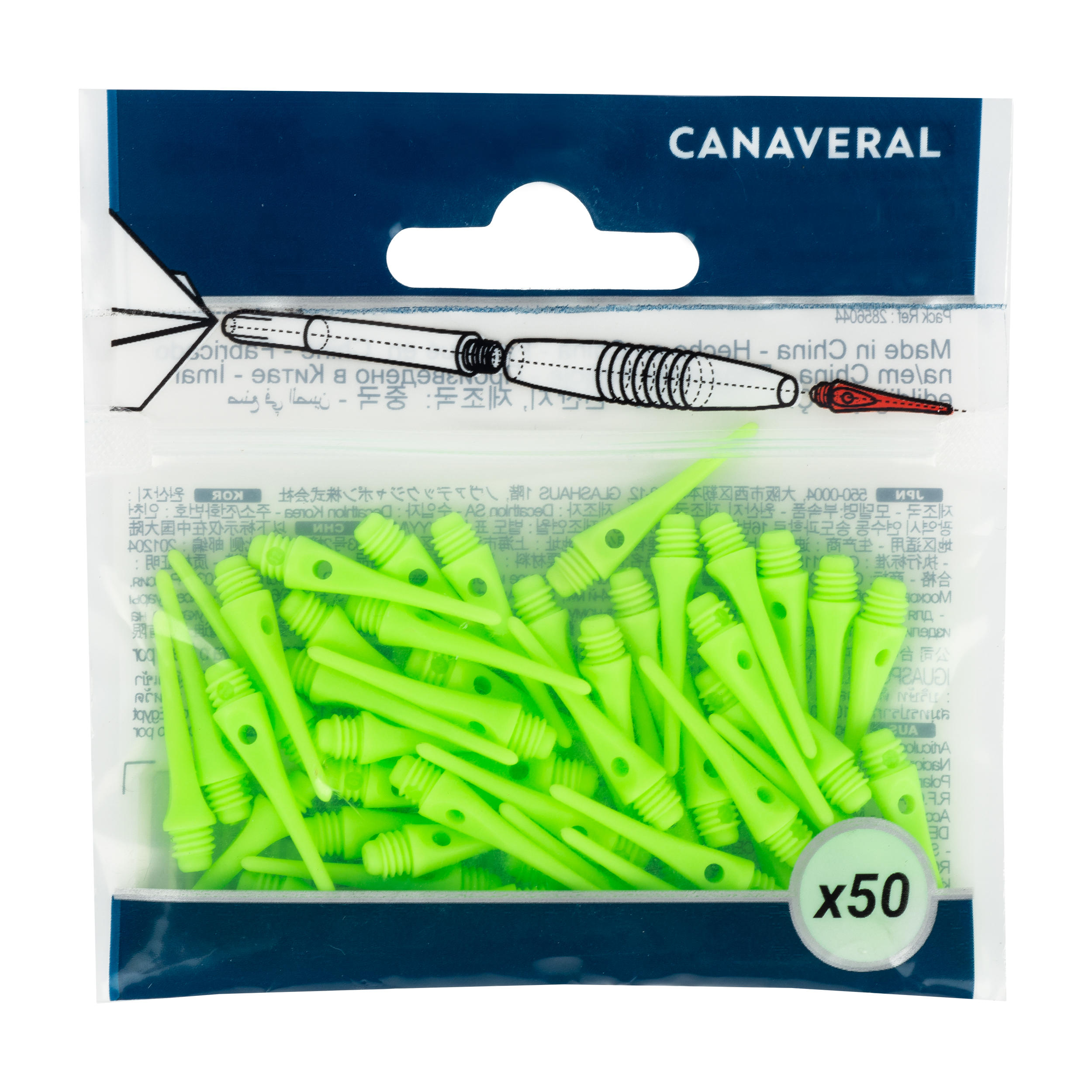 CANAVERAL Hroty na plastové šípky (Soft Tip) zelené 50 ks bez · záber 3