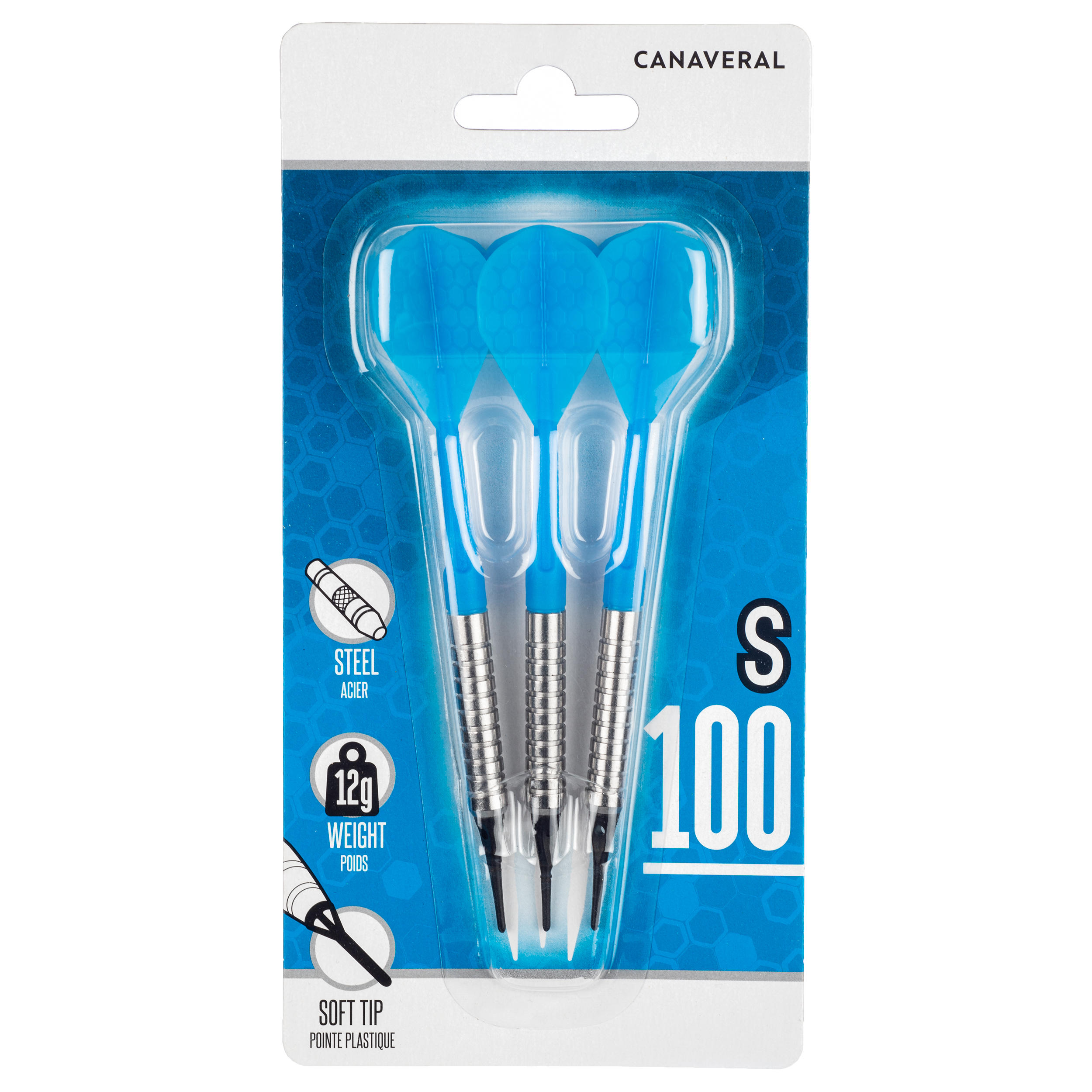 

S100 Soft Tip Darts Tri-Pack - Blue -  By CANAVERAL | Decathlon