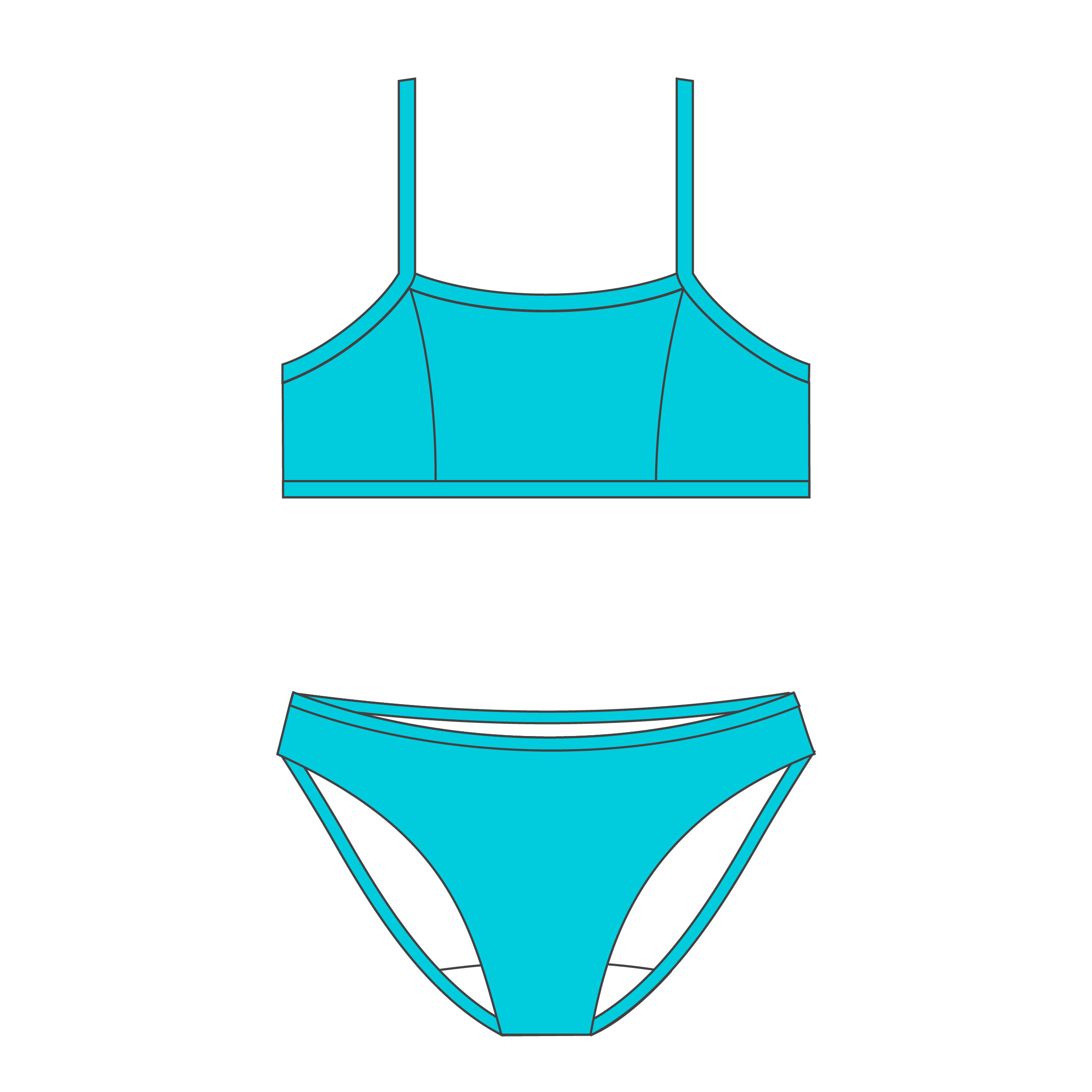 Two-piece surfing swimsuit bikini top bali 100 - Girls - Turquoise