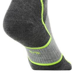 Adult's Skiing Socks 900 - Grey Fluorescent Yellow 