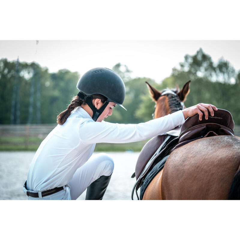 Polo concurso equitación 500 manga larga Niño Fouganza blanco