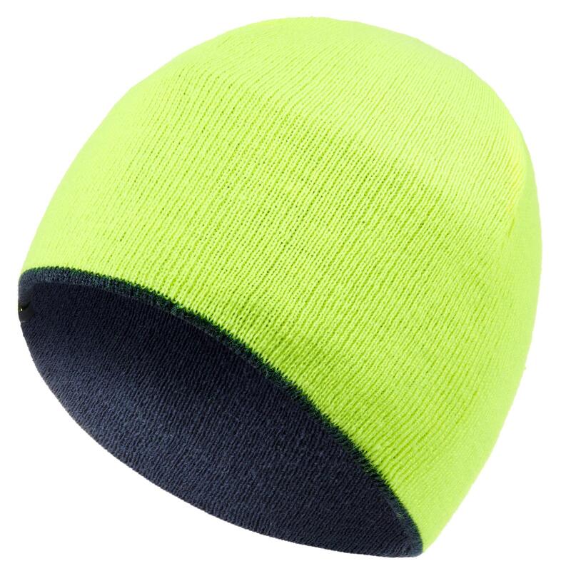 CHILDREN'S REVERSE SKIING HAT NAVY YELLOW FLUORESCENT