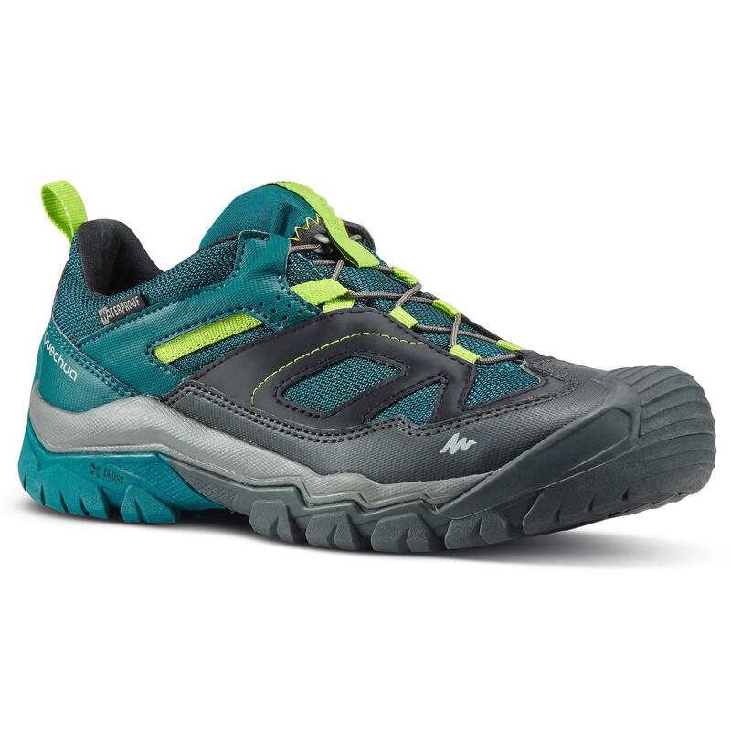 Chaussures de randonnée enfant avec lacet CROSSROCK imperméables vertes 35-38