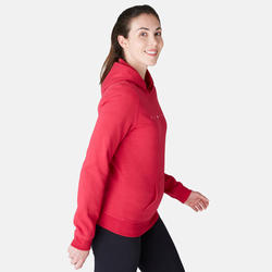 Sudadera deportiva con capucha fitness mujer Domyos 520 Burdeos