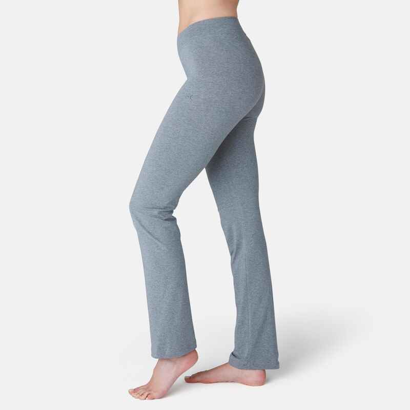 Women's Straight-Cut Fitness Leggings Fit+ 500 - Grey