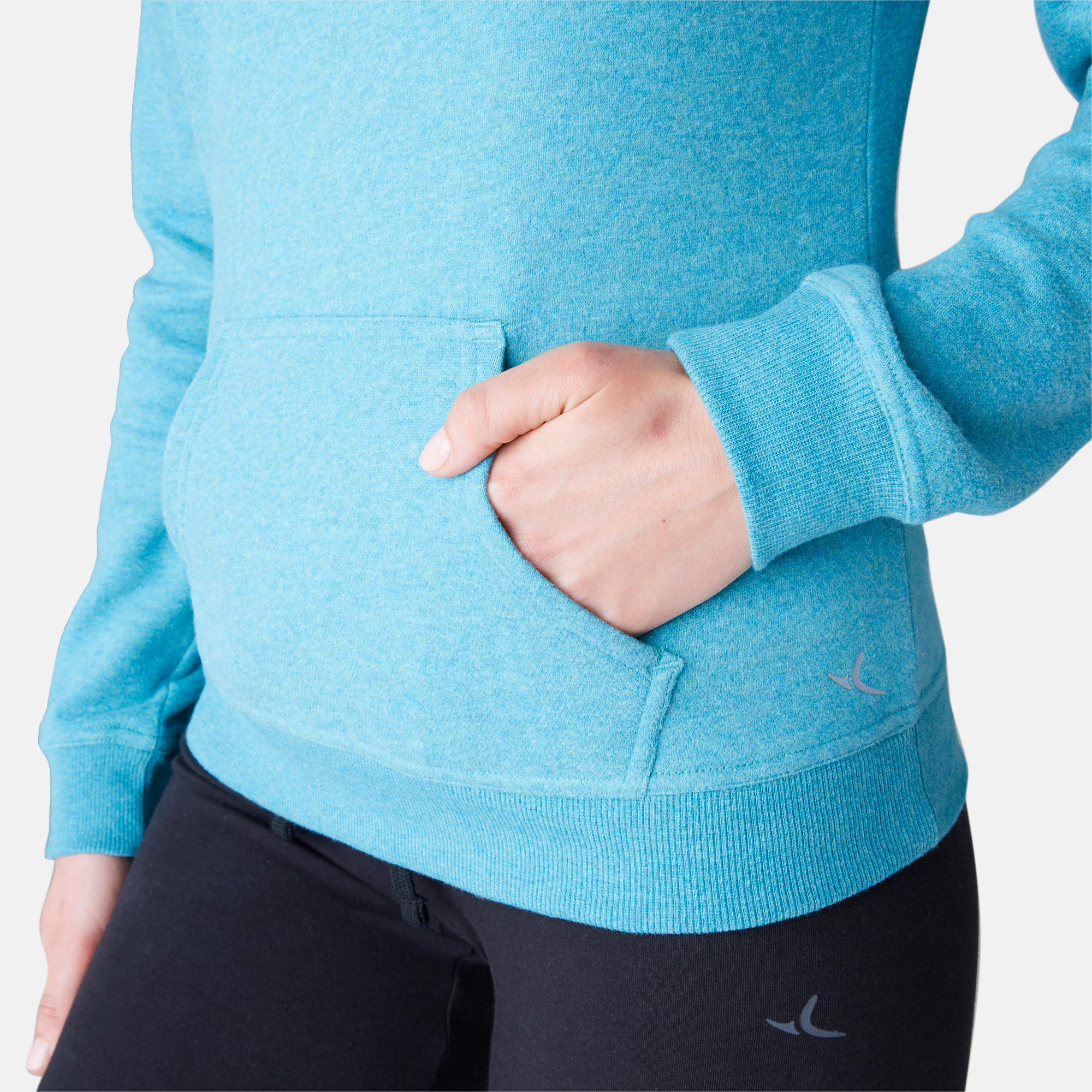 Women's Hooded Gentle Gym & Pilates Sweatshirt 520 - Turquoise 6/7