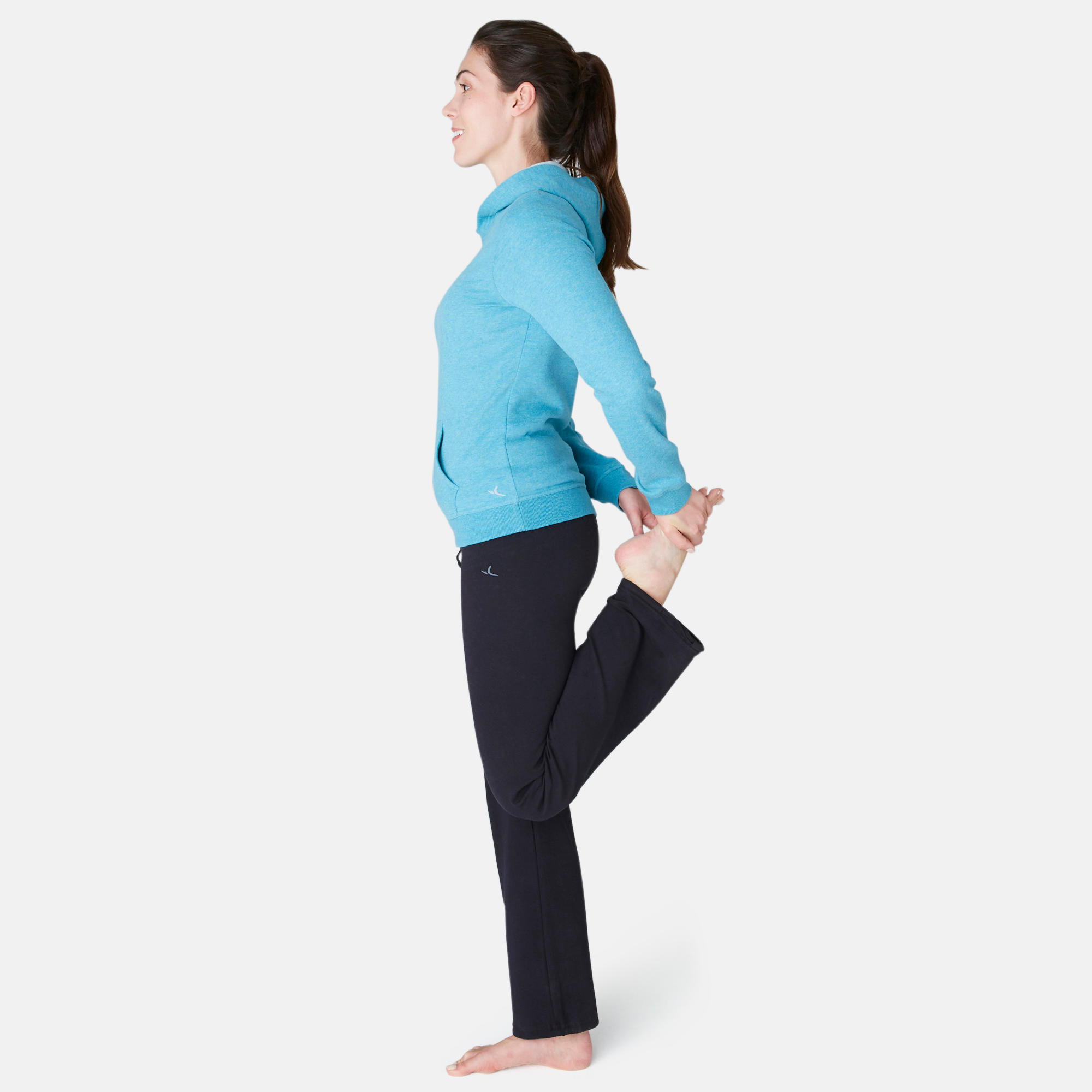 Women's Hooded Gentle Gym & Pilates Sweatshirt 520 - Turquoise 2/7