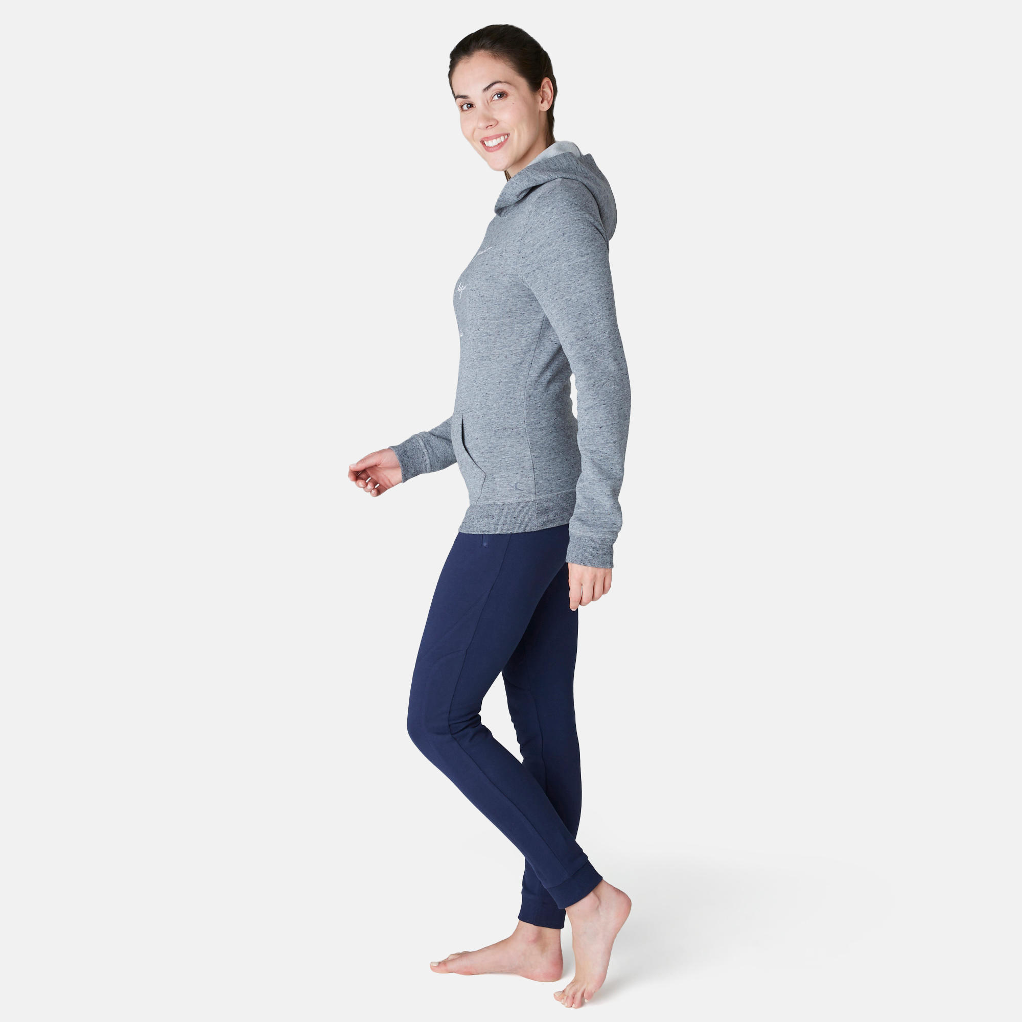 520 Women's Gentle Gym & Pilates Hooded Sweatshirt - Grey 2/7