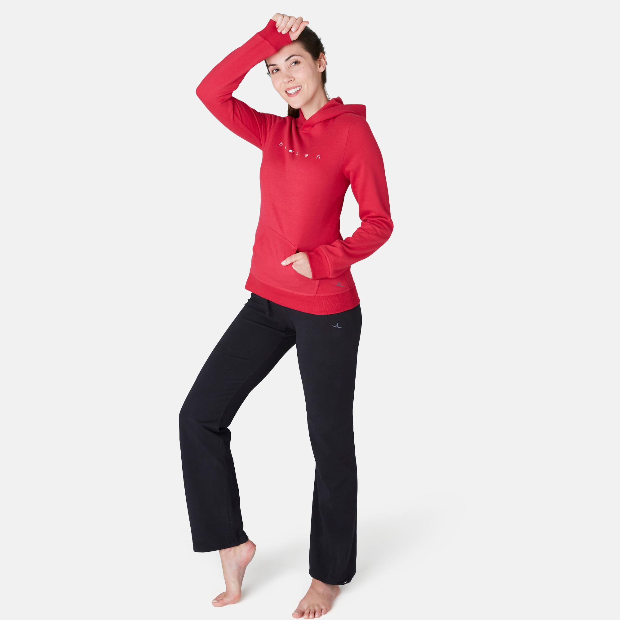 520 Women's Gentle Gym & Pilates Hooded Sweatshirt - Red 3/7