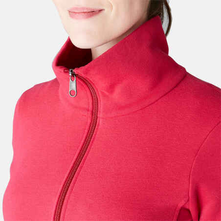 500 Women's High-Neck Pilates Gentle Gym Jacket - Dark Red