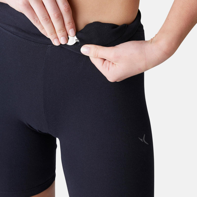 Cotton Fitness Cycling Shorts Fit+ - Black