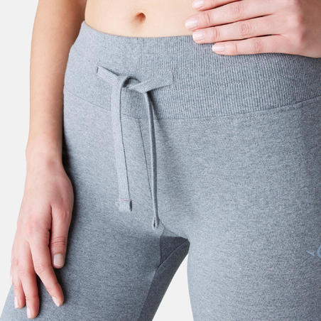 Жіночі штани 500 Comfort+ для пілатесу та гімнастики, прямі - Сірі