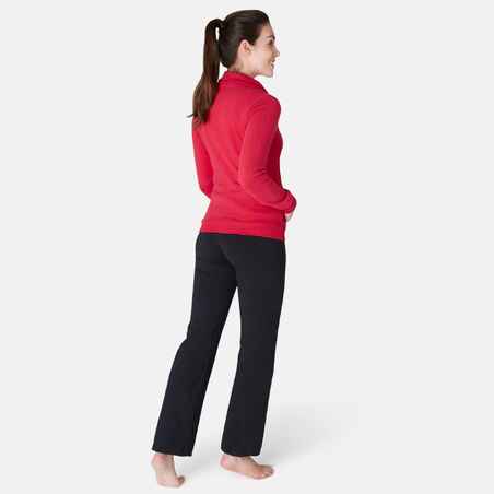 500 Women's High-Neck Pilates Gentle Gym Jacket - Dark Red