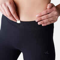 Women's Regular Fitness Cropped Bottoms Fit+ 500 - Black