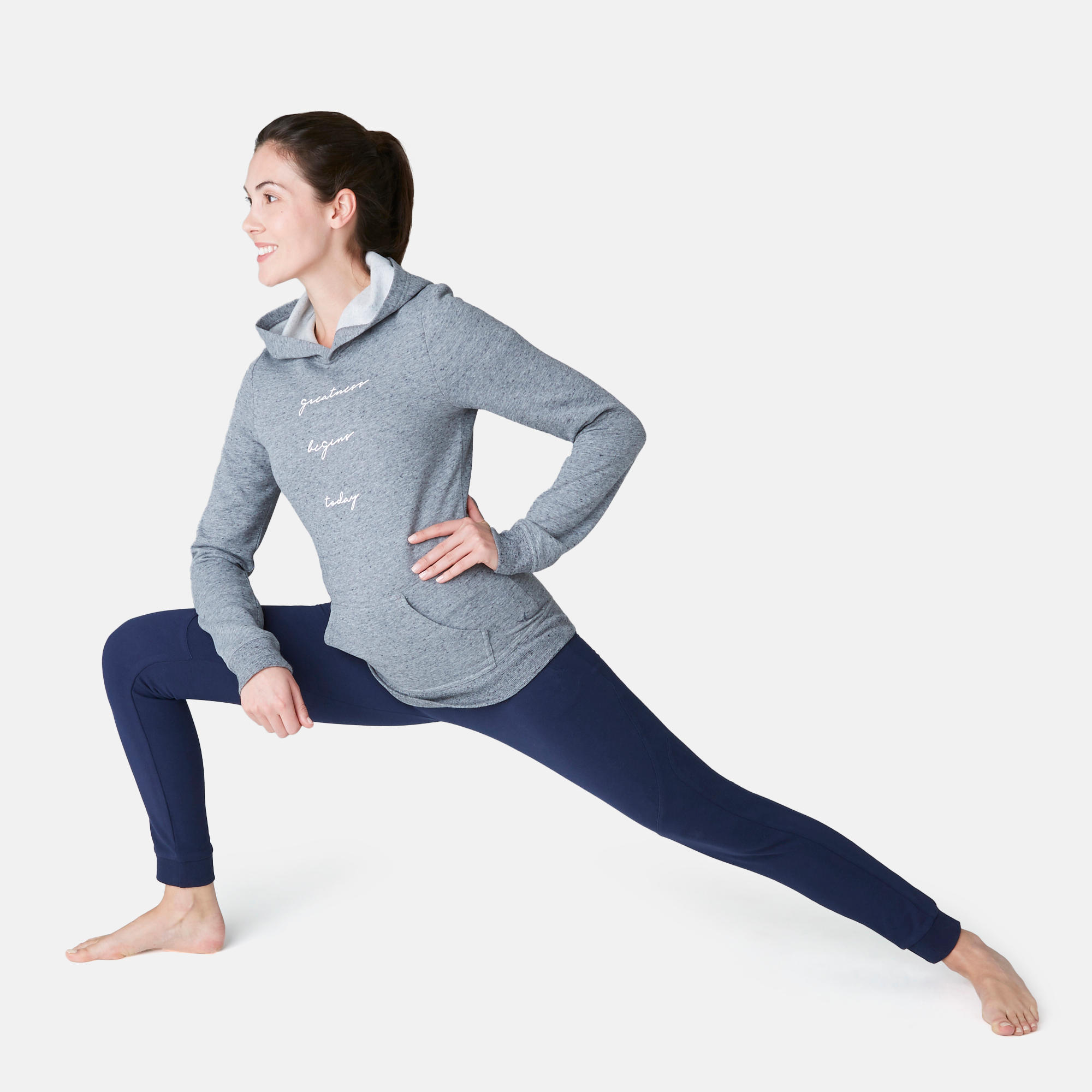 520 Women's Gentle Gym & Pilates Hooded Sweatshirt - Grey 3/7