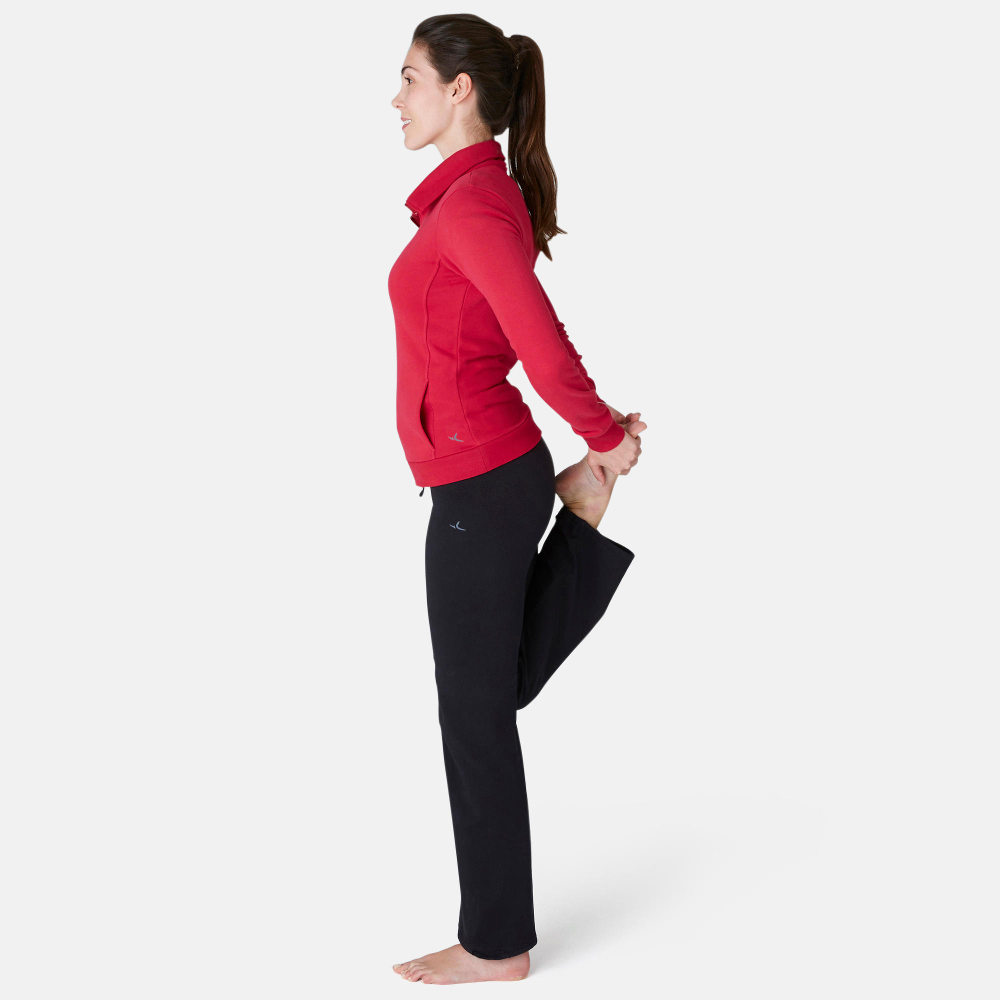 Second Life - 500 Women's High-Neck Pilates Gentle Gym Jacket - Dark Red - EXCELLENT 2/7