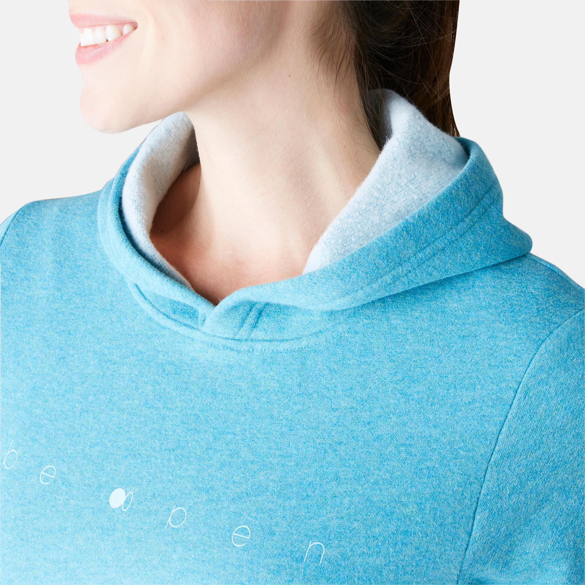 Women's Hooded Gentle Gym & Pilates Sweatshirt 520 - Turquoise 5/7