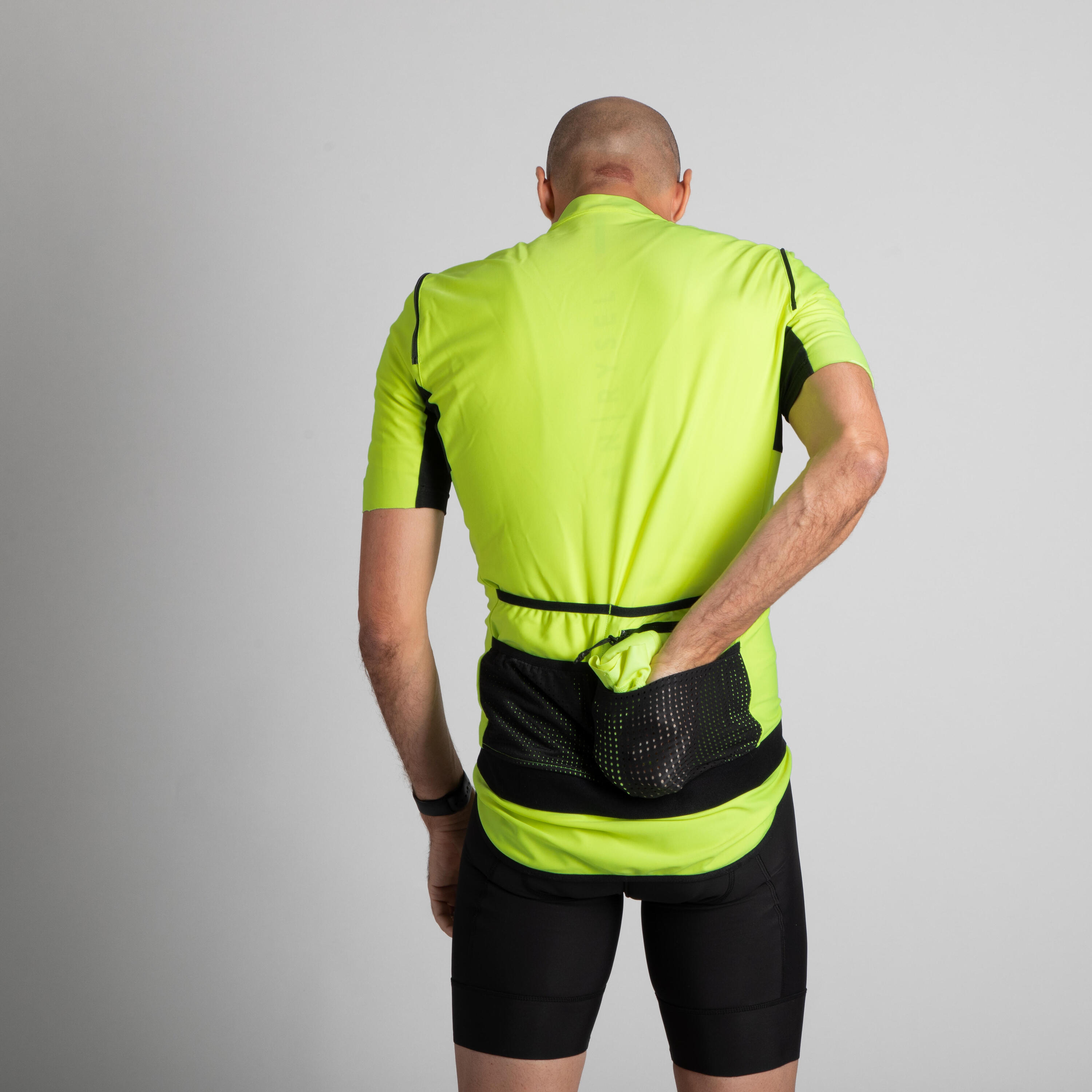 Men's Long-Sleeved Road Cycling Showerproof Convertible Jacket Racer - Yellow 11/11