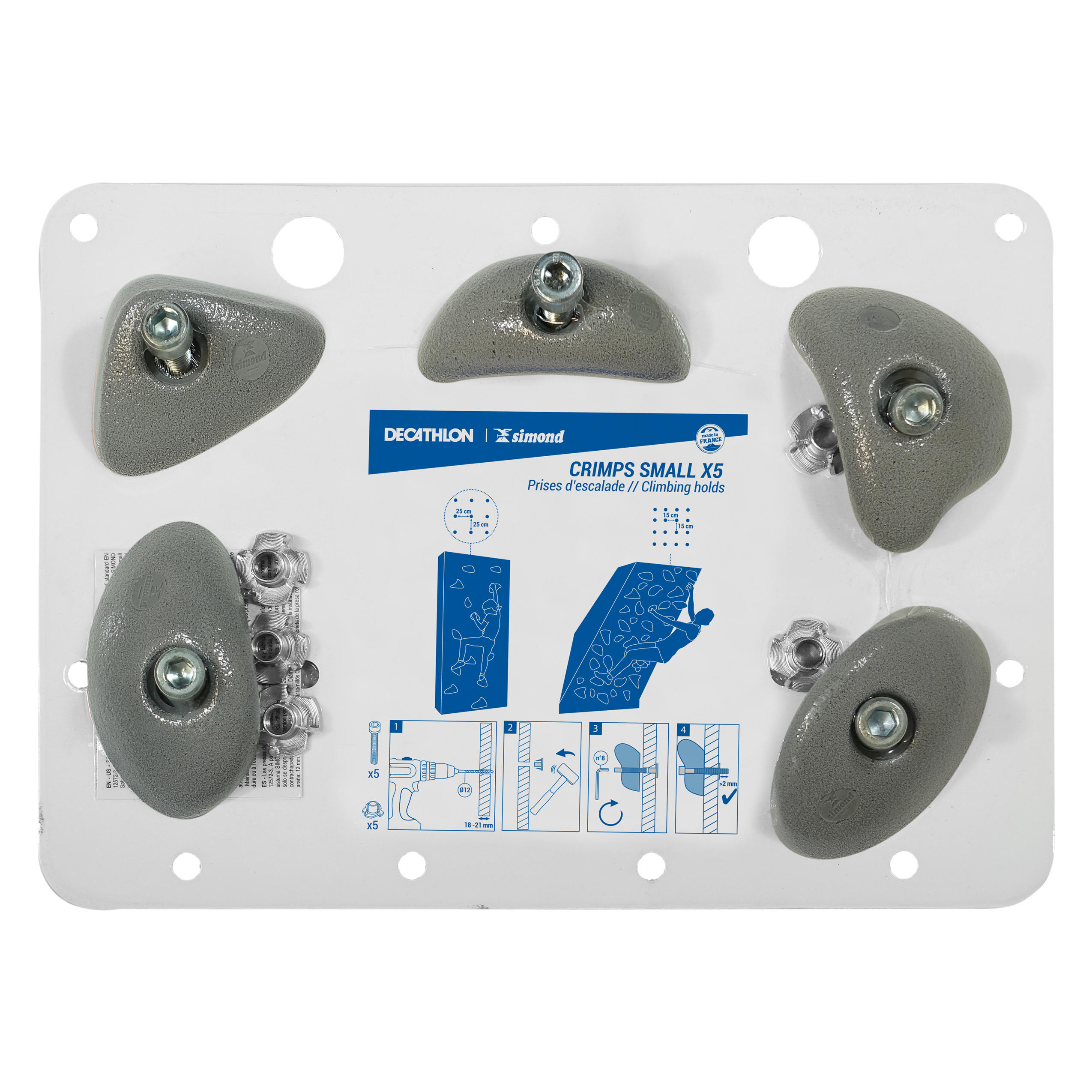 SIMOND CLIMBING HOLDS - VERTIKA CRIMPS SMALL X5 - LIGHT GREY