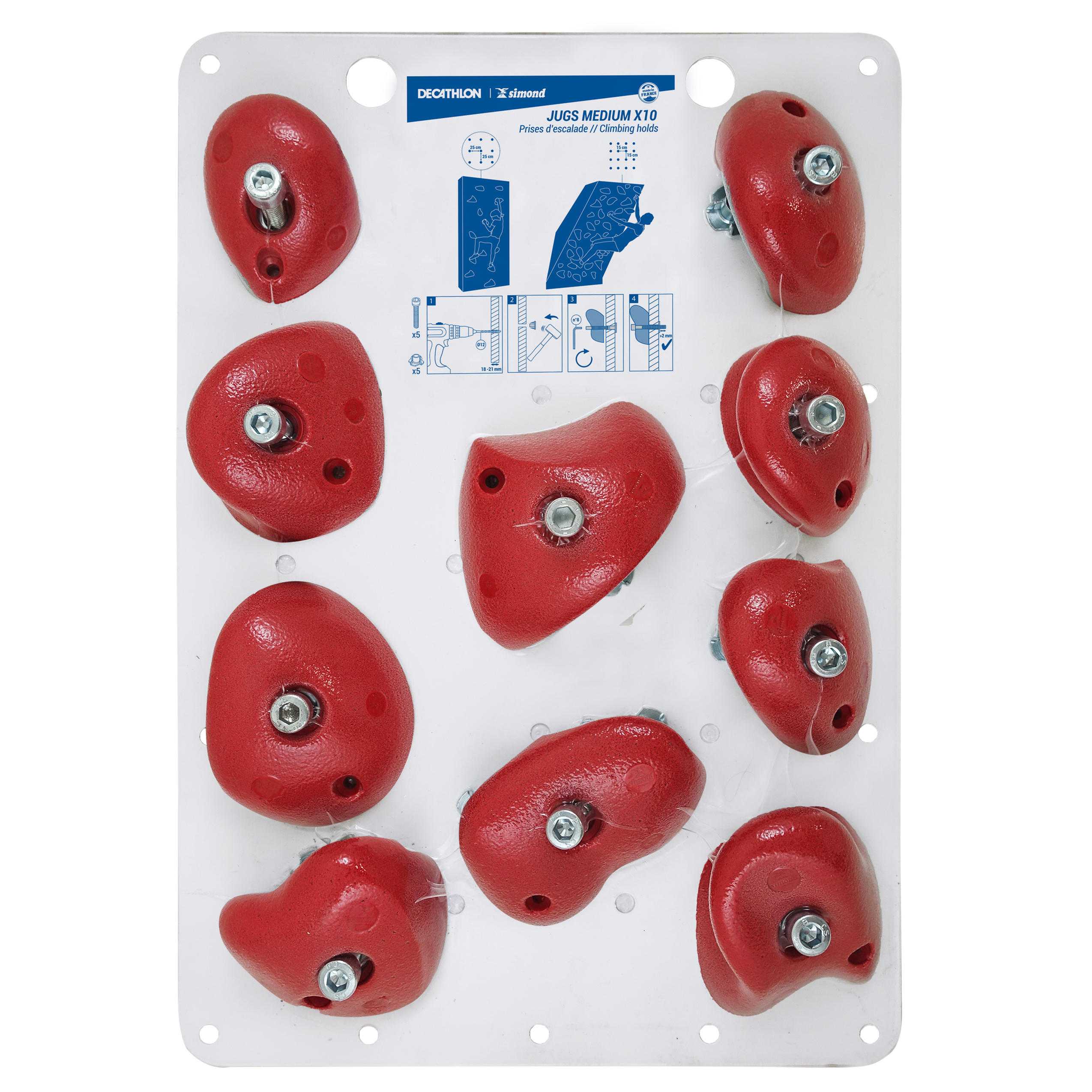 Prese arrampicata VERTIKA JUGS MEDIE X10 rosse SIMOND | DECATHLON