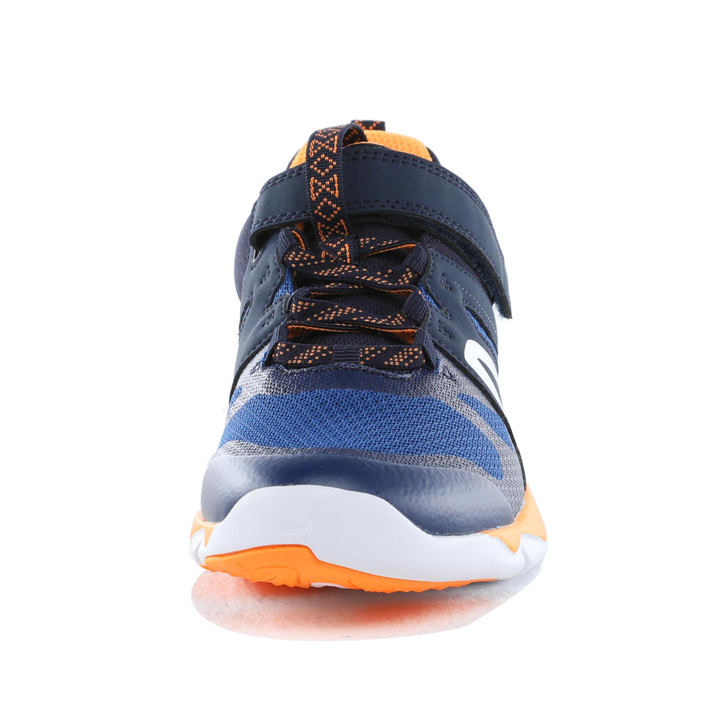 Kids' lightweight and breathable rip-tab trainers, blue/orange