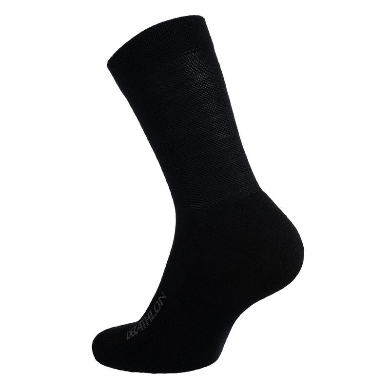 Calcetines de ciclismo invierno lana merina Road r 500 Negro