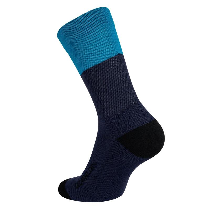 Fahrradsocken Rennrad RR 500 Winter marineblau/türkis