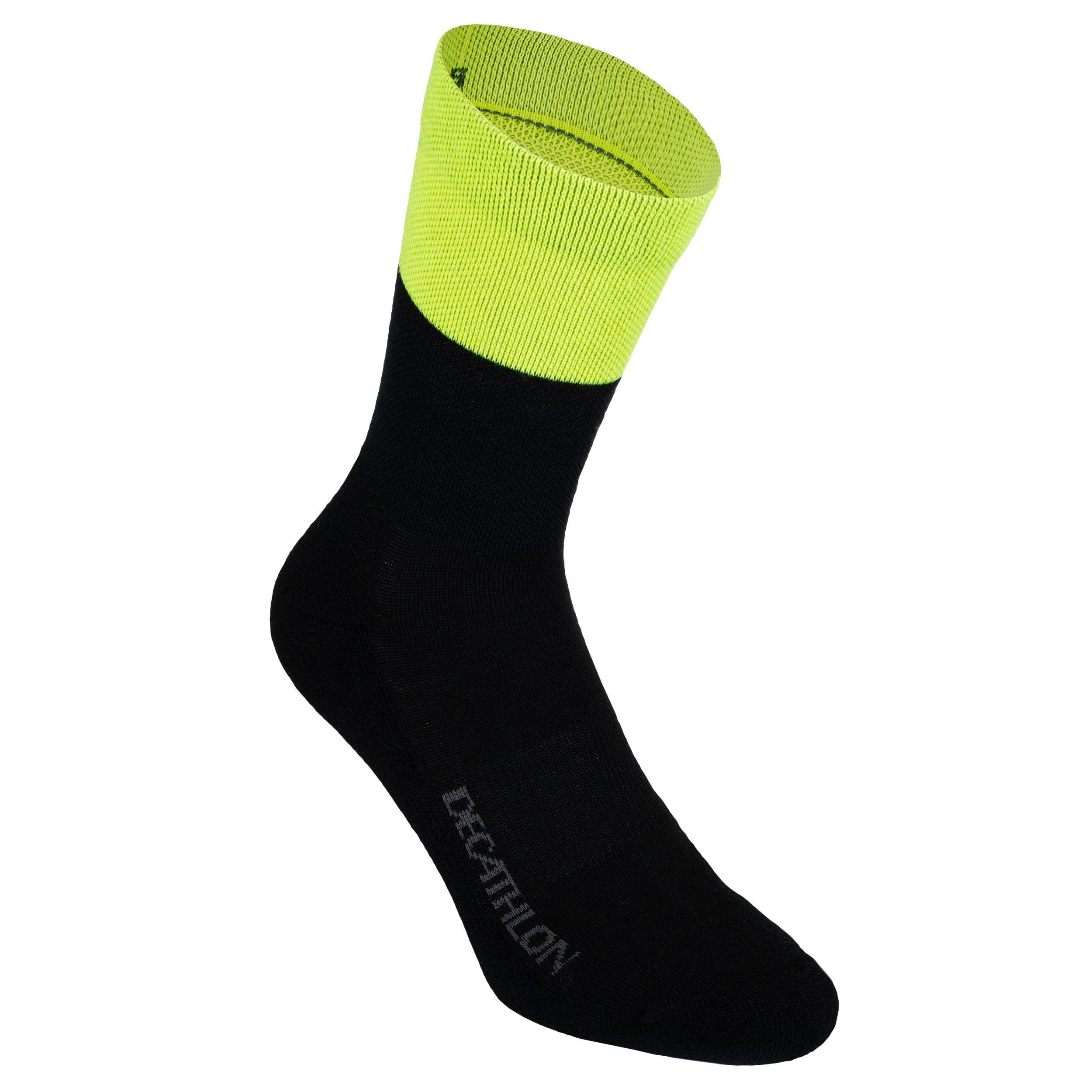 500 Winter Cycling Socks - Black/Neon Yellow 1/3