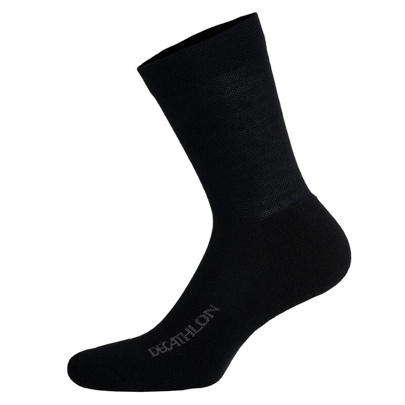 Calcetines de ciclismo invierno lana merina Road r 500 Negro