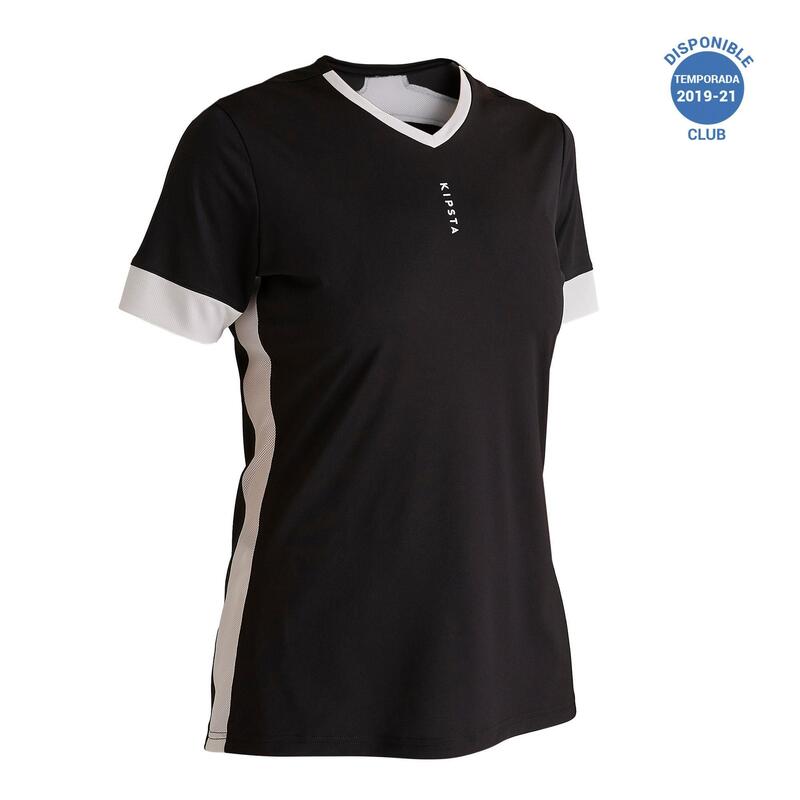 Camiseta de Fútbol F500 Mujer Negro Blanco