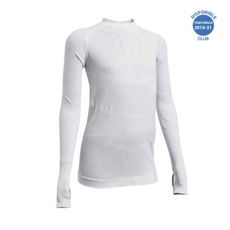 Camiseta térmica de fútbol Niños Kipsta Keepdry 500 blanca